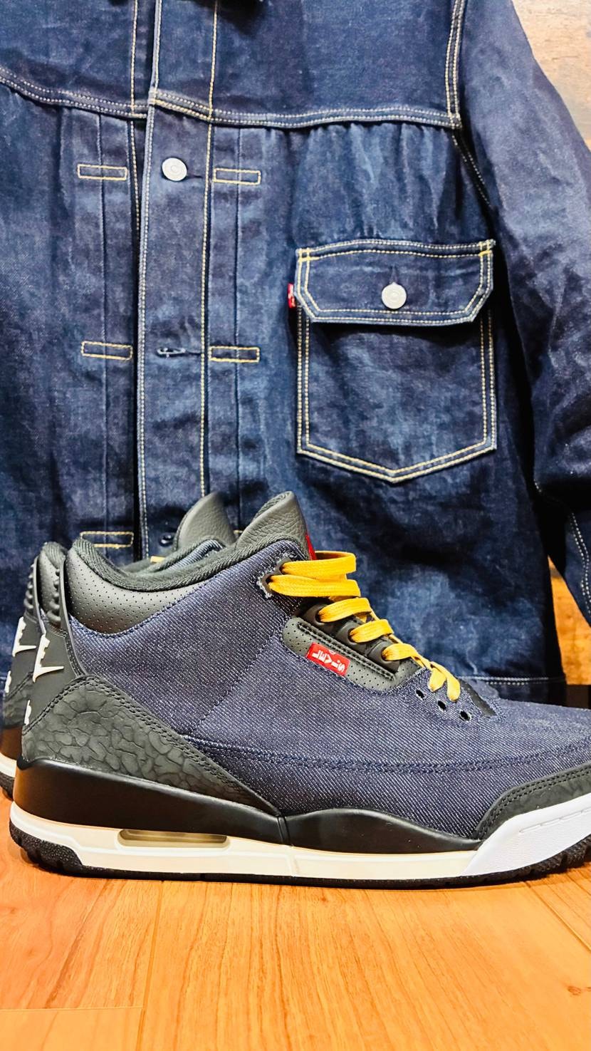エアージョーダン3 リーバイス　インディゴが届き靴紐はワック