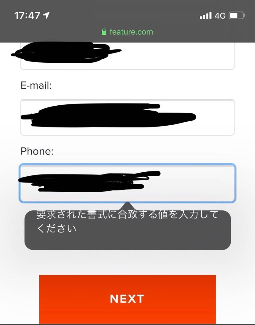 featureの抽選のPhoneの欄なのですが
+81を付けてもこのように表示