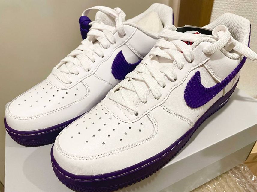 AF1のEMBコートパープル、アンディ当選分到着!パープルのミッドソールに一目惚