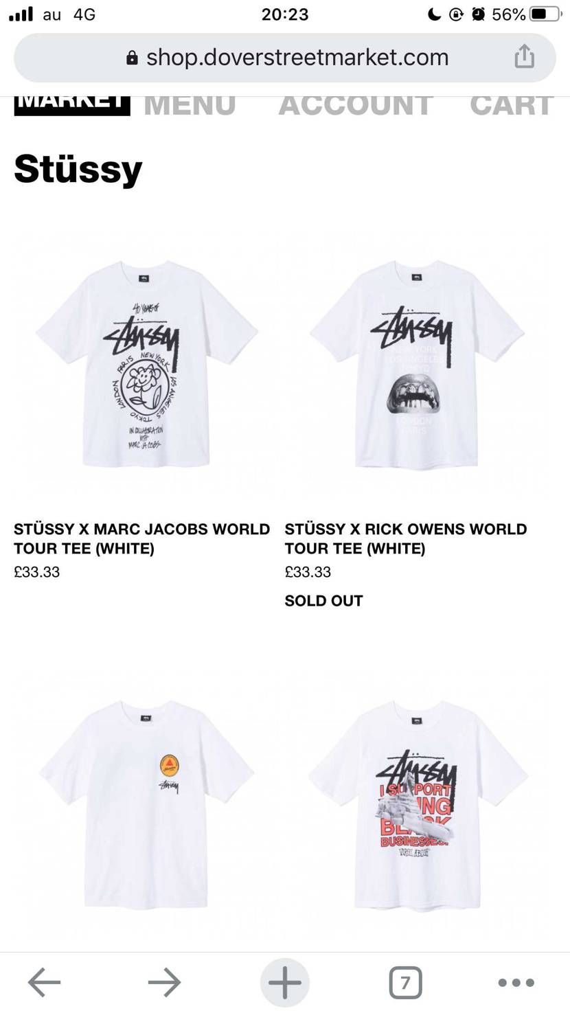 スニーカーじゃないけど…stussy40周年Tシャツは日本のドーバー全く繋がらな