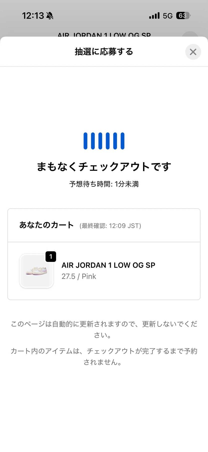 ずーっとこの画面。1分未満とはいったい🤔？