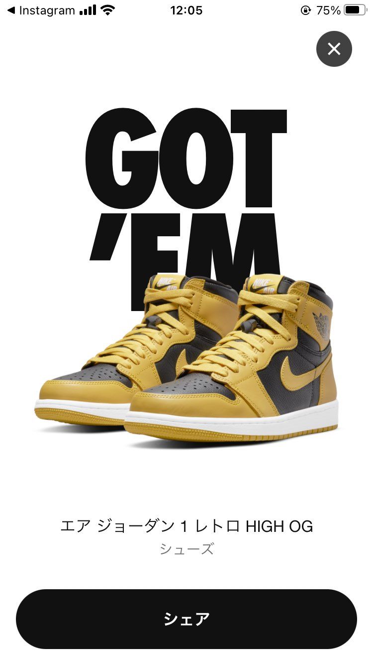 オフホワイトに続いてこれも、、
今日に19日のオフホワイトが届いて、このaj1