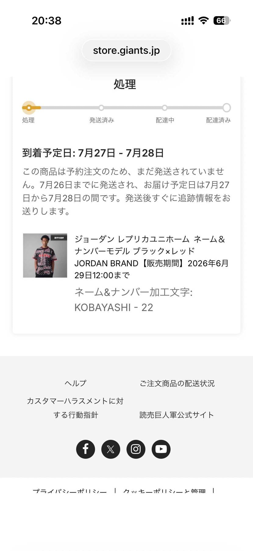 palaceとEnglandのやつ買えなかったからジョーダンとジャイアンツのやつ