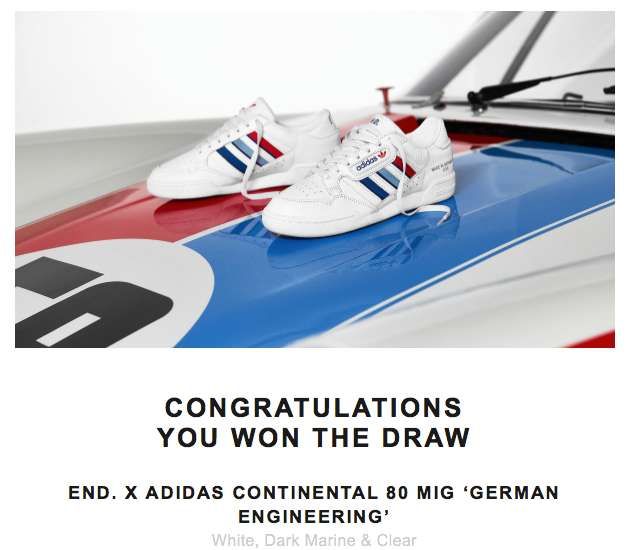 END. X ADIDAS CONTINENTAL 80
別アカで当たってたw