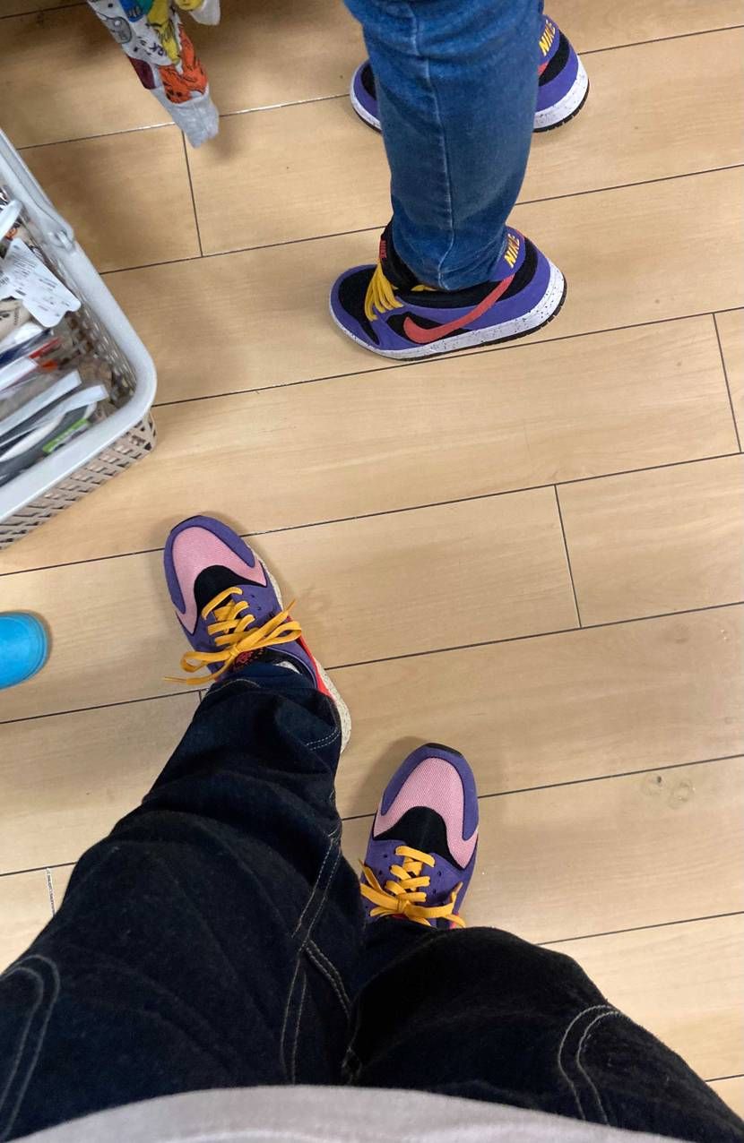 今日は、雨☂️ハラチ履いてみました、嫁さんのdunkに合わせ