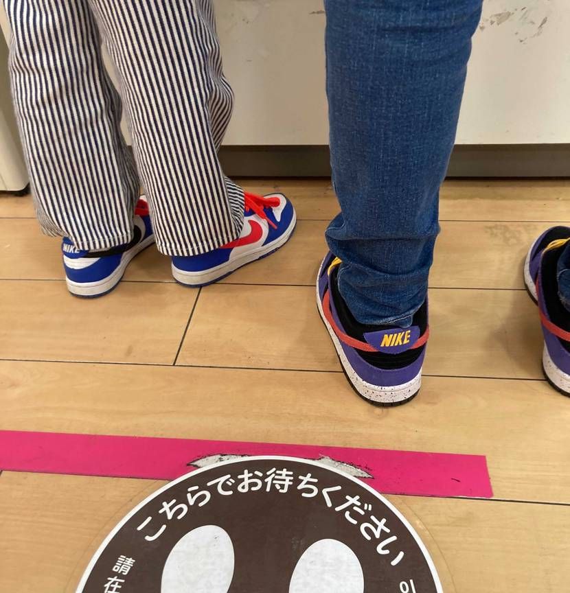 今日は、雨☂️ハラチ履いてみました、嫁さんのdunkに合わせ