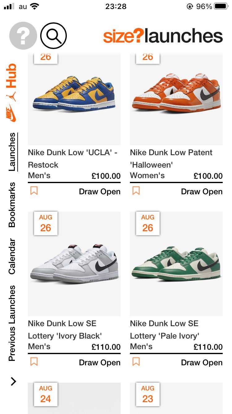 sizeでダンクとtaxiのリストック抽選してますね。
高