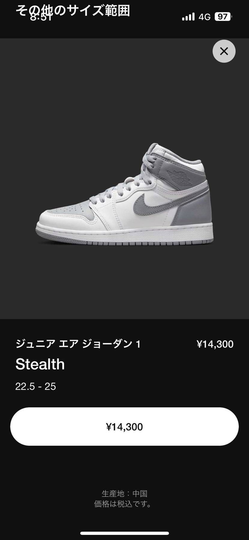 普段 AF1のW23を履いてる人に
AJ1のジュニア 何センチ買ったらいいので