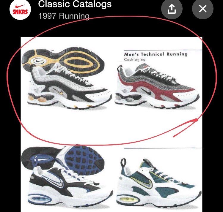 このスニーカーの名前わかる方、教えてもらえると嬉しいです。。1997年のものみた