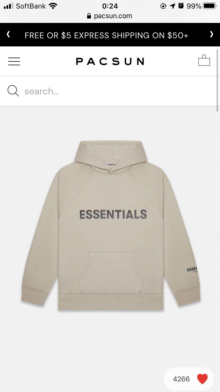 アパレルですが…
pacsanにてFear Of God Essentials
