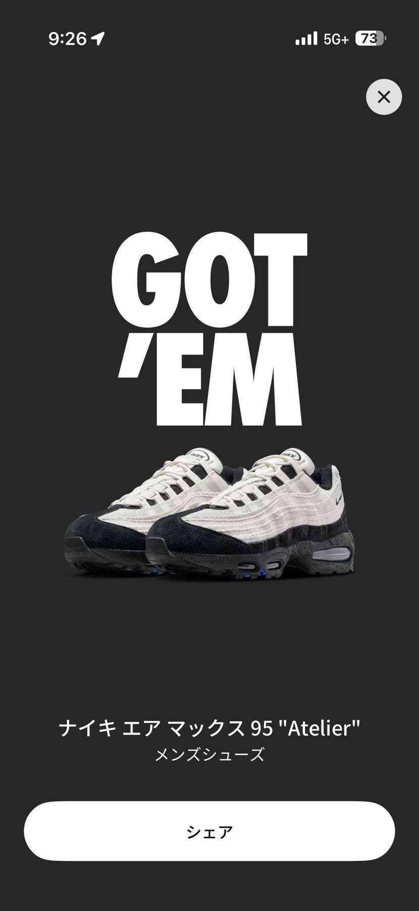 またエアマックス95当たった。
95世代のオッサンやから優遇してくれてるんかな