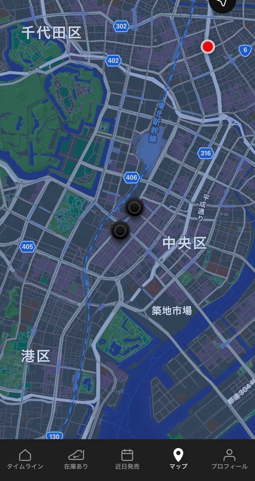 snkrsのマップとやらで出てるこの黒丸って何だかお分かりになる方います？
ス