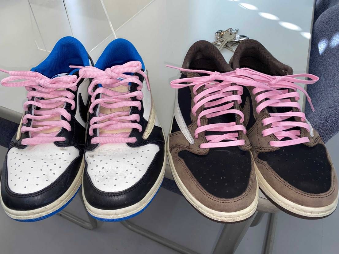 使っていなかったピンク紐それぞれ、質感が違ったのであべこべでつけてみました🤗