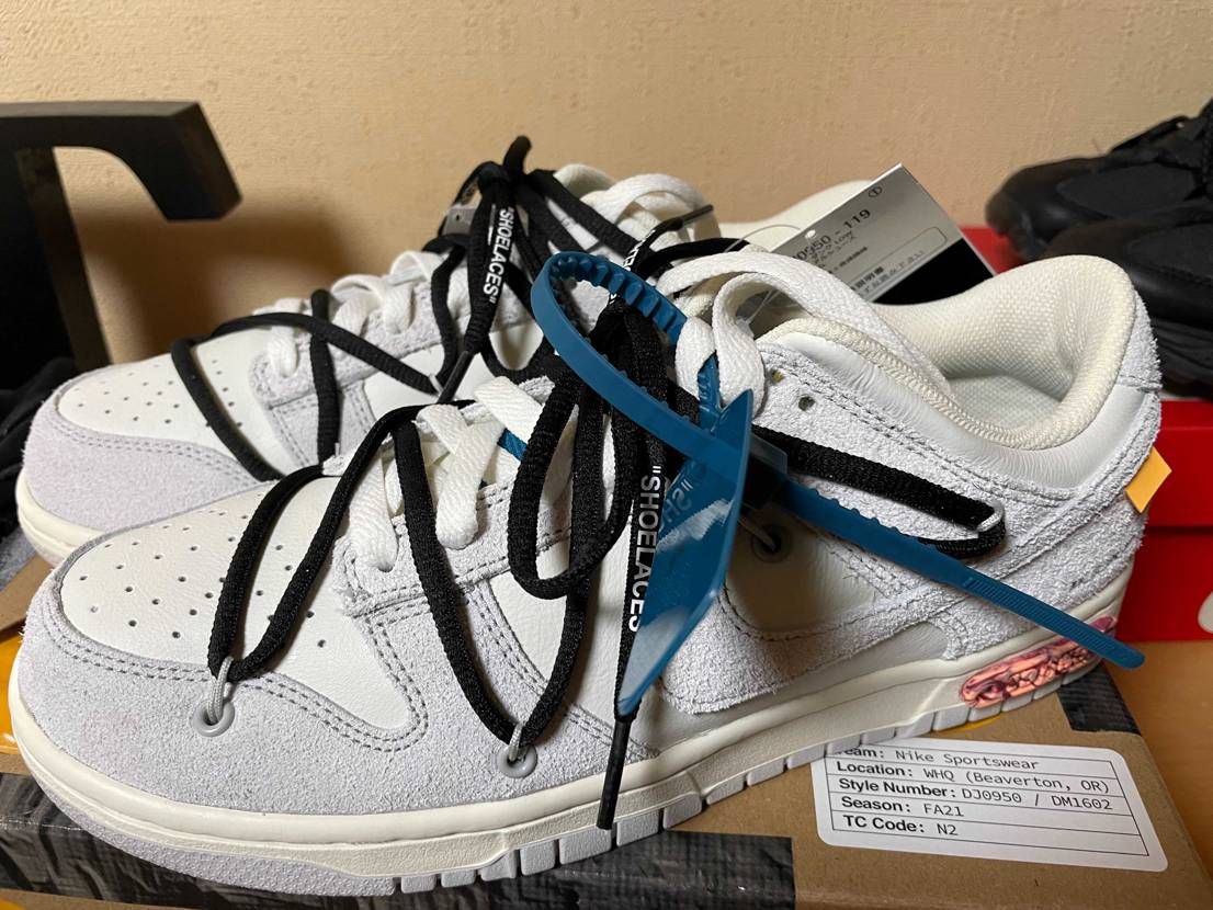 Off-White DUNK Low ロット19のシューレース変えて見た😄モノト