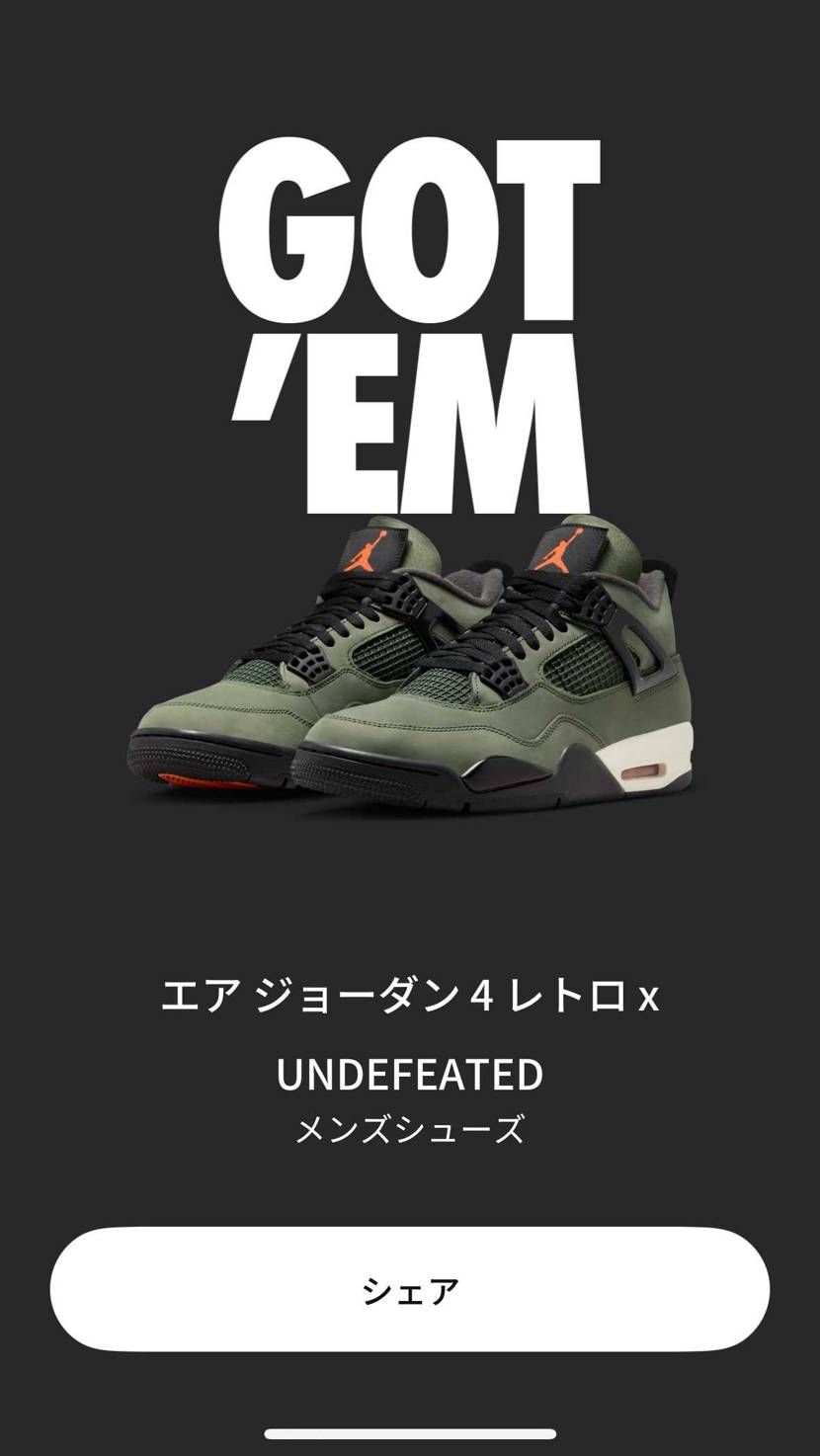 アンディフィーテッド × ナイキ エアジョーダン4 レトロ