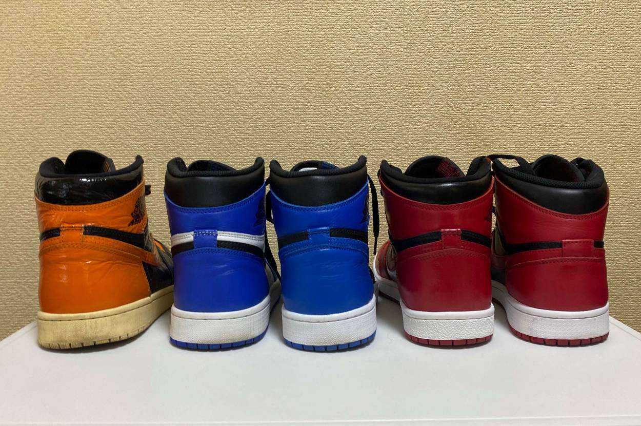 AJ1 比較画像です。 画像右から 13BRED、85バーシ