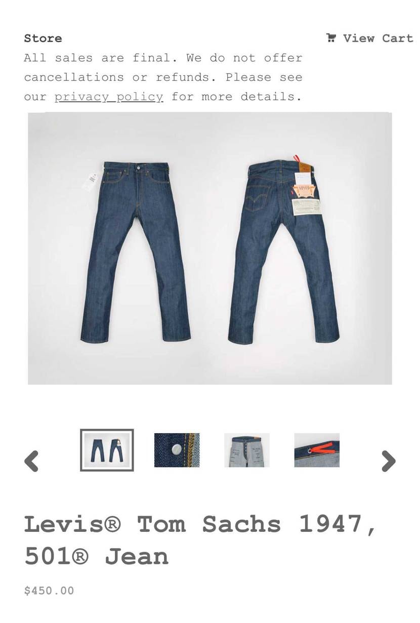 tom sachs オンラインでリーバイスコラボ販売してますよ！