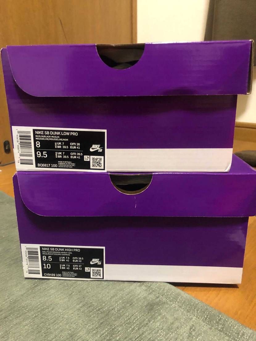 無知なのですがdunk highとlowの箱の大きさは違うのですか？