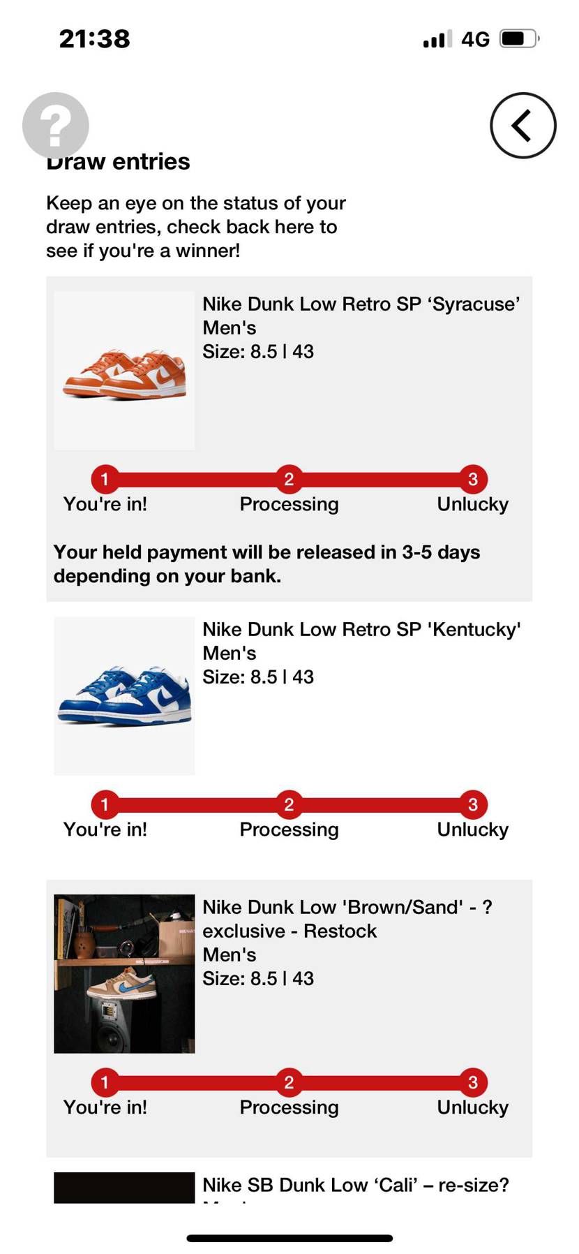 心配ないさ〜🦁
size?は初代zoomのAJ1以降当たった事が無い🤣