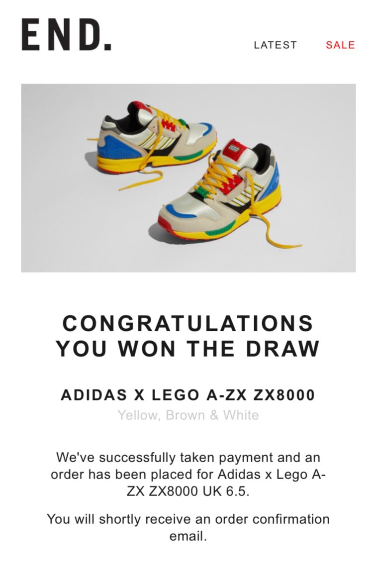 デンハムはハズレで、アディダスのLEGOは2つ当たってしまい