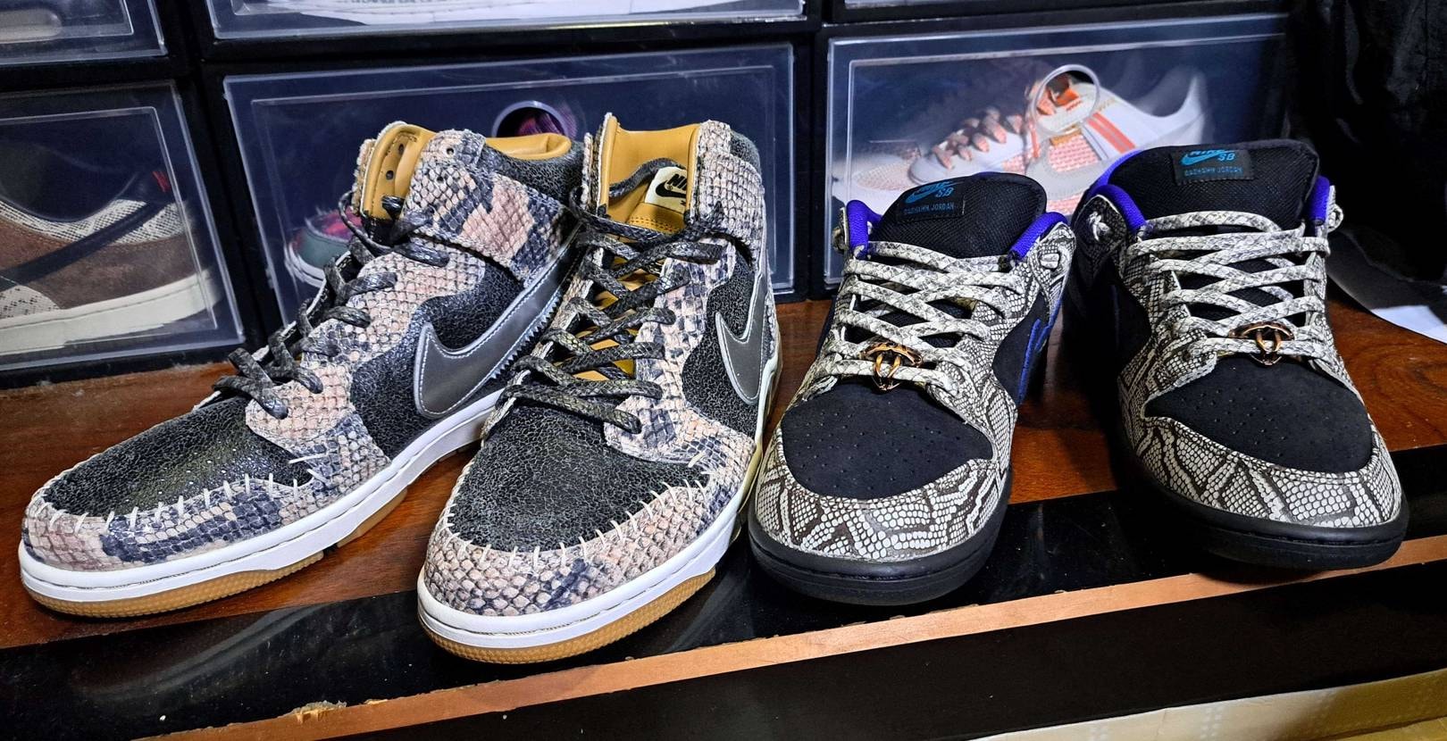 ヘビ柄シューレース届いたので交換してみました
黒も買ったのでついでにダンクも😄