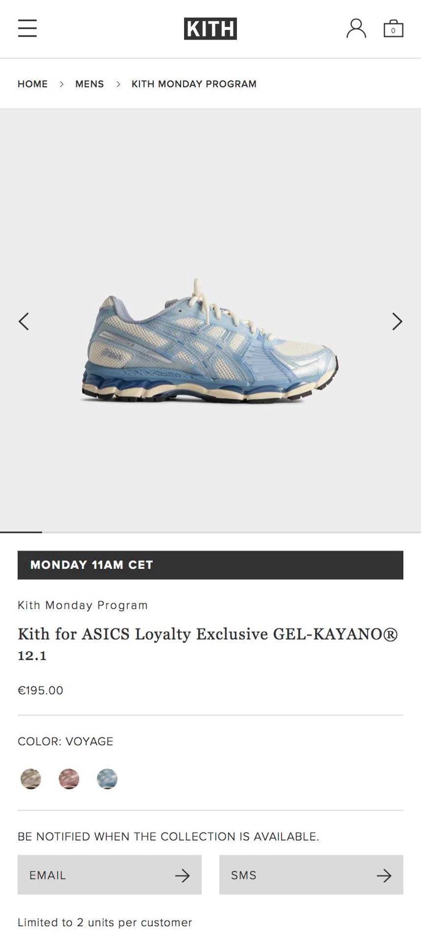 asicsコラボは受注ではなく在庫販売で、KITH EUの定価195ユーロ。1人