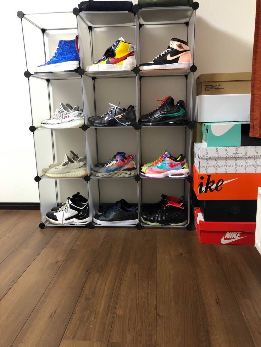 このシューズボックス横置きできるから嬉しい！
16ボックスで5000円なんでみ