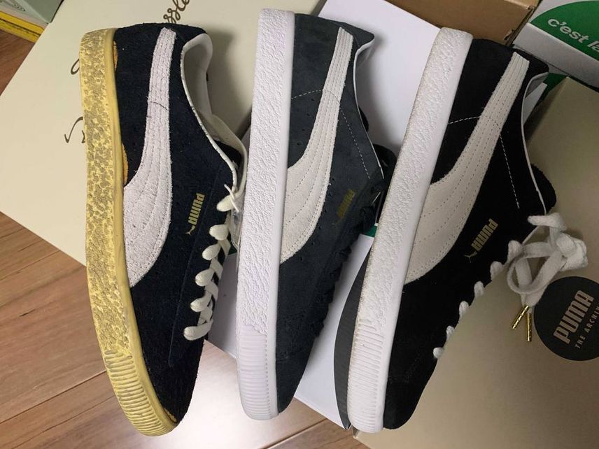 【SUEDE VTG 黒白】
モデル名に「VTG」が冠された3足
左から