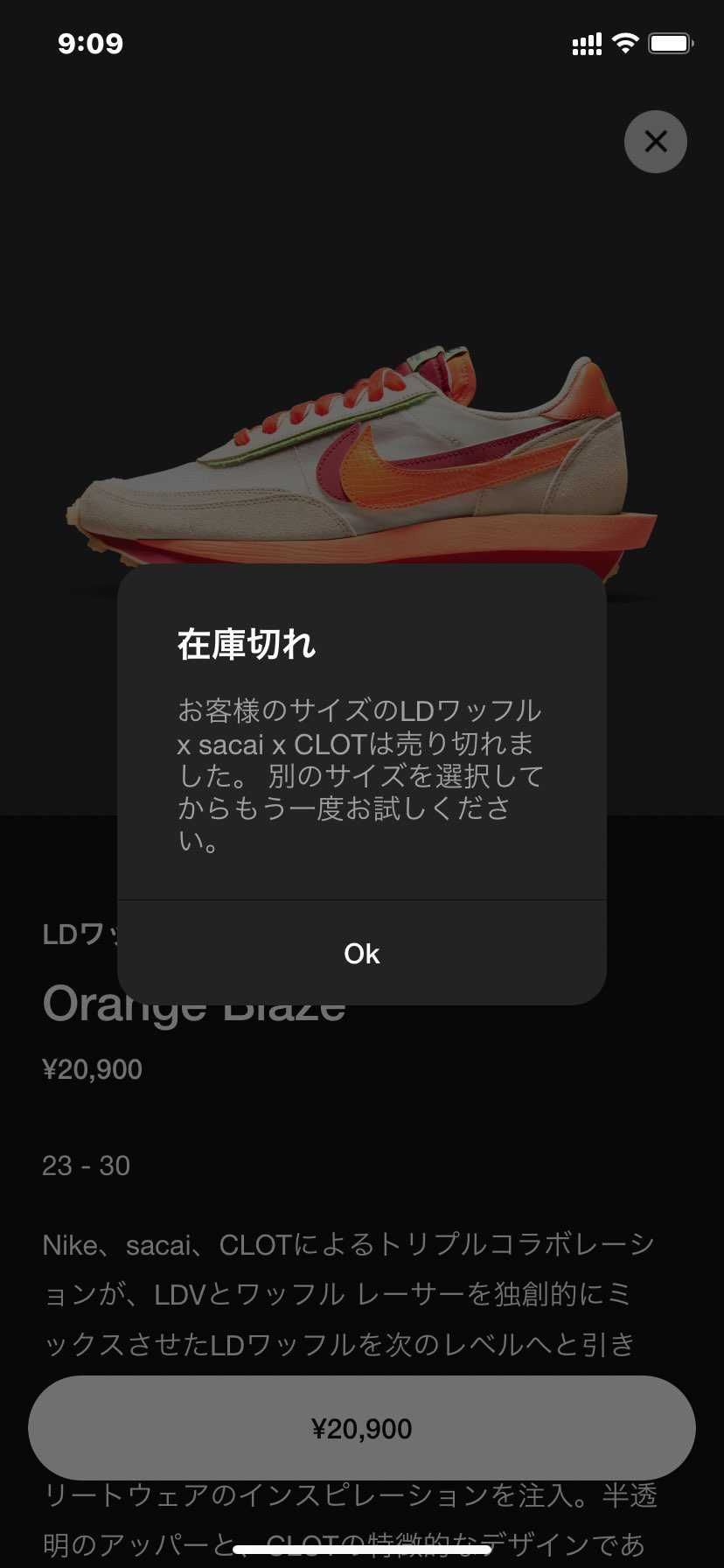 SNKRSでsacaiは未だ全敗😇残るはEND.だけどこっちの方がより駄目感ある