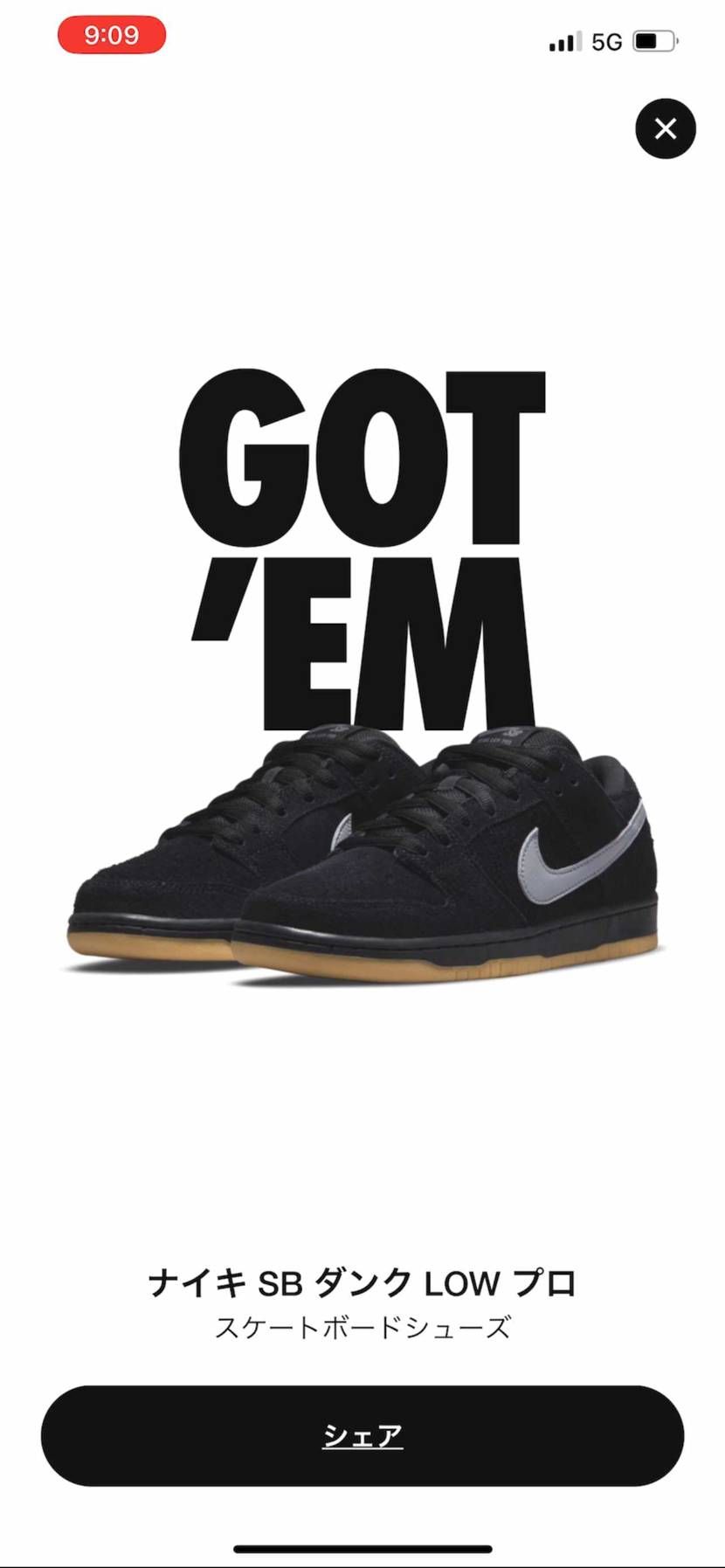 ウィートはダメだったけど、本命フォグGOT'EM‼️✊　
SNKRSでSB G