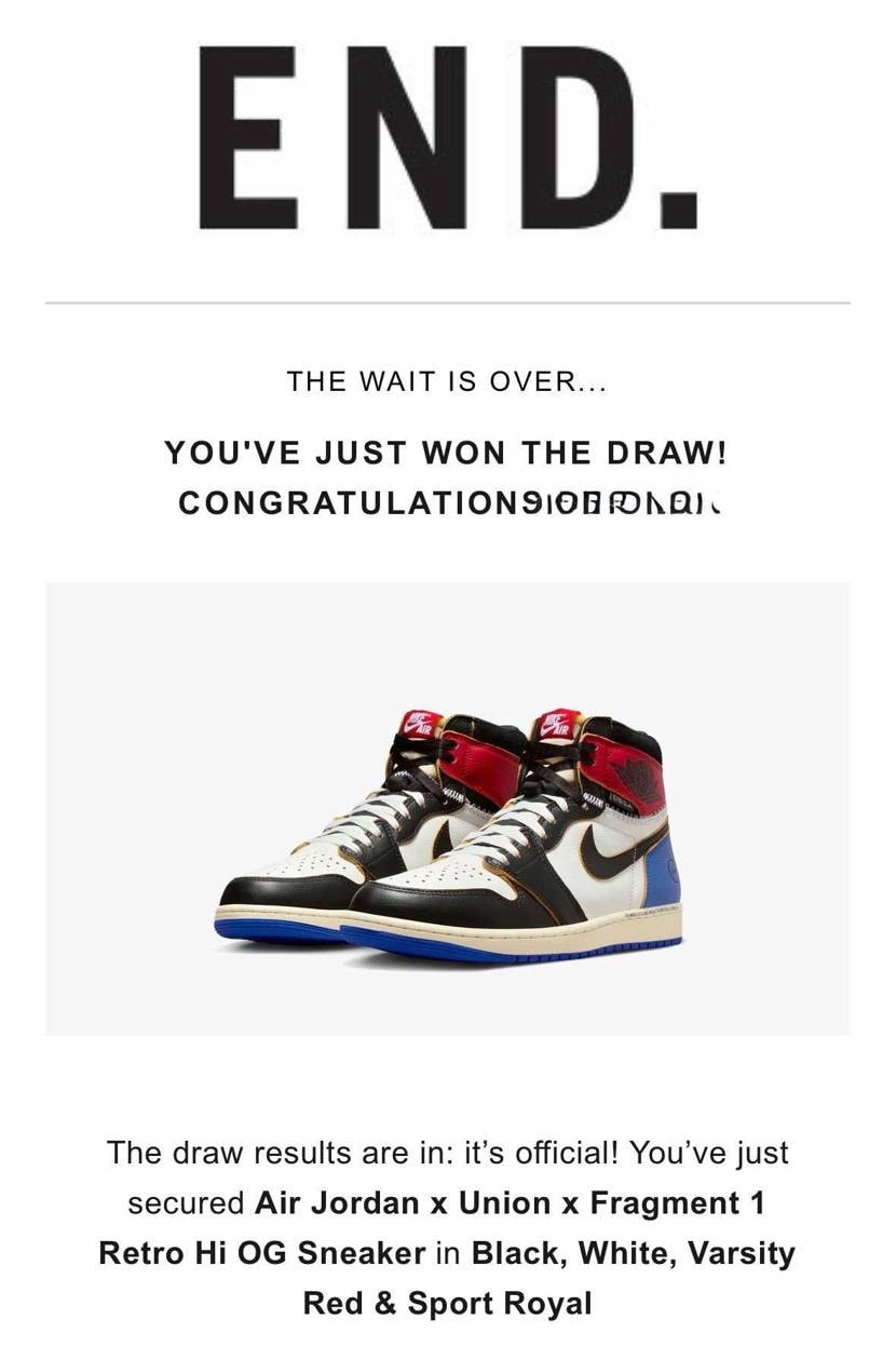 END 初当選しました😭
SNKS抽選すら参加できず落ち込んでたところ…