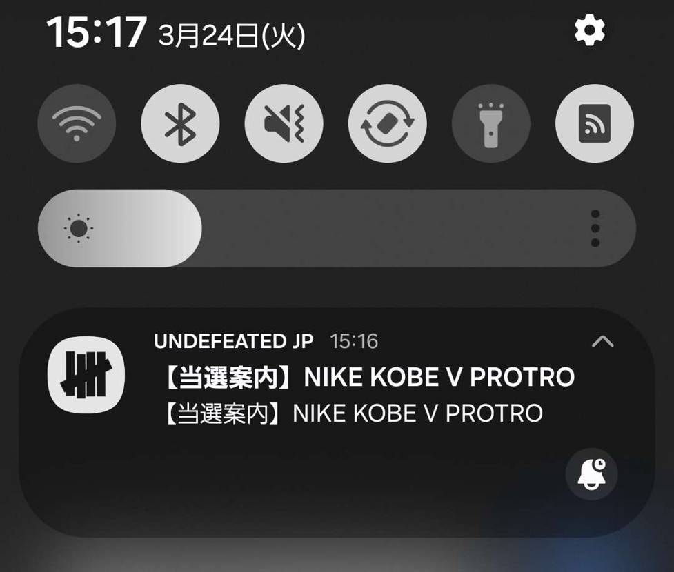 Undefeatedの当選通知、1日以上遅れて来た。
当たった。良かった。