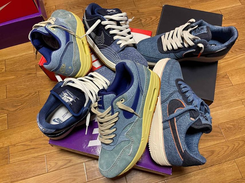 デニムの3種盛り
MAX1、AF1、DUNK SBでバランス良し