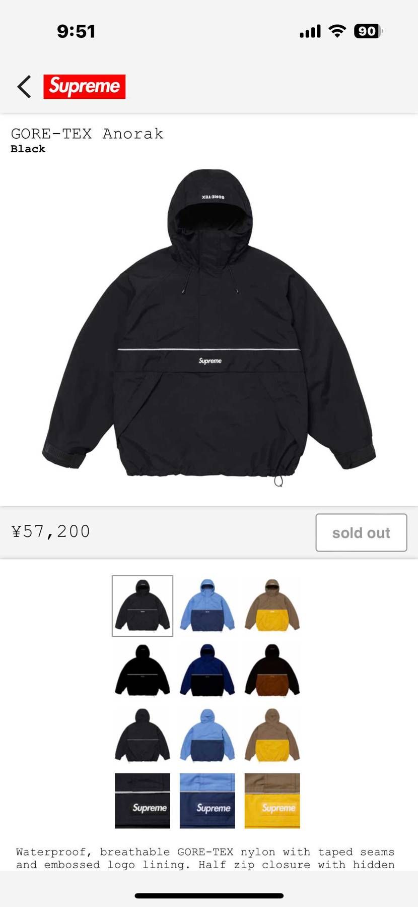 week1でててるGORE-TEX Anorakなんですが
色が変わっているよ