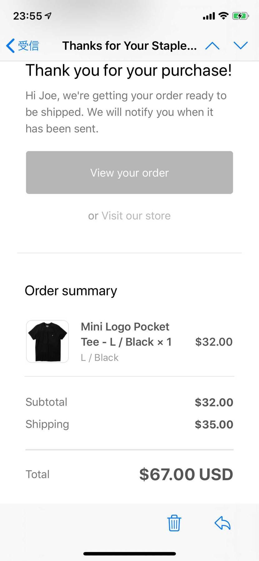 落胆して記念だから買っておくかと思ったら違う方のTシャツ買っててワロタ