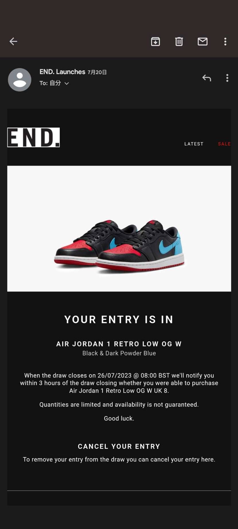 今日届いたけど、UKサイズ間違えてて27.5cmだった。
履いてみたけど、デカ