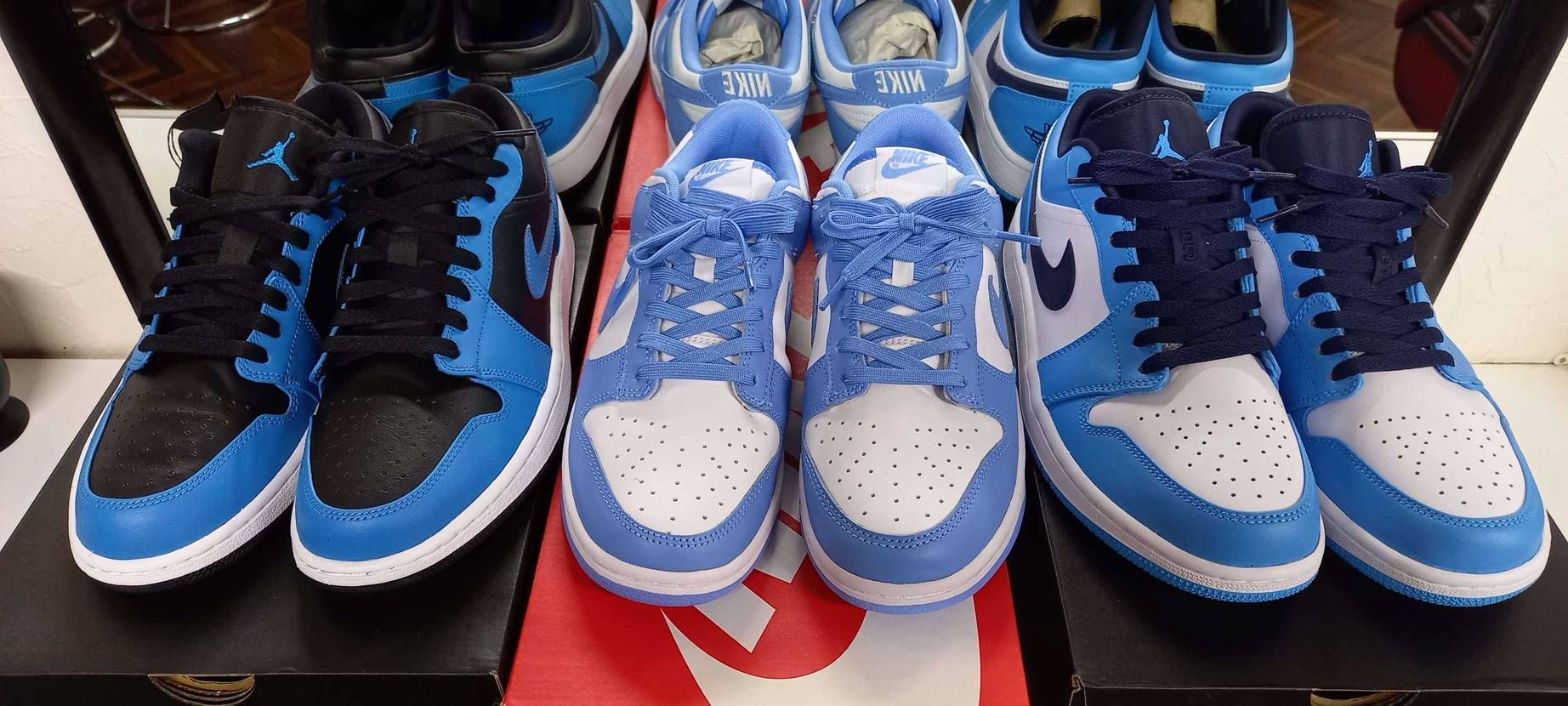 色味を比べてみた。
まぁ結局どれもカッコいいんだけどね～
今回のAJ1は余ってる