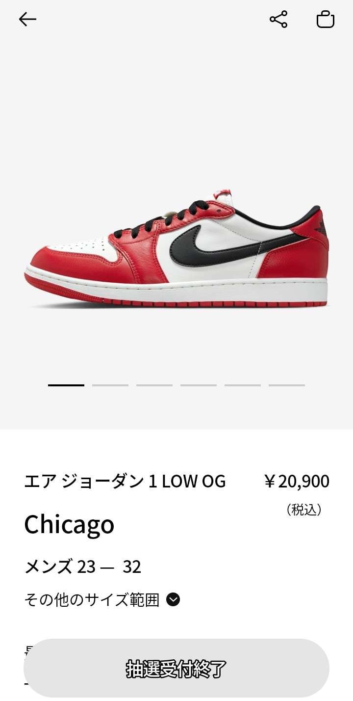 ずっと完売表示だったけど、今は抽選受付終了の表示になってるこ
