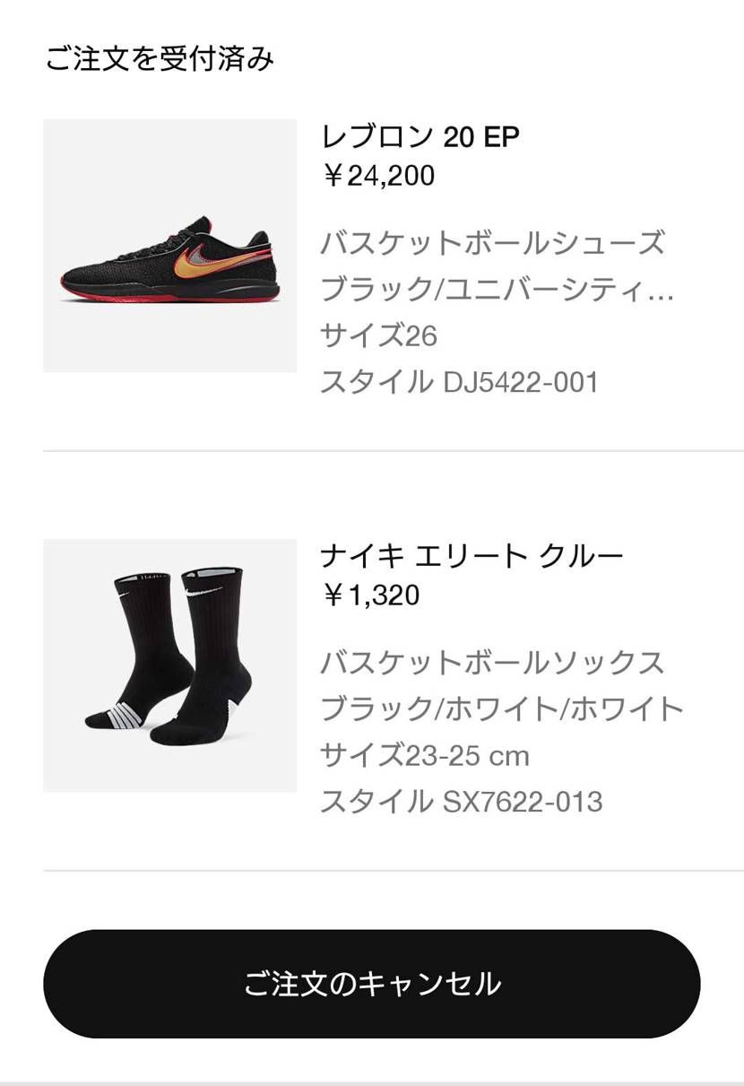 レブロン20買えたー✨
にしてもお高い😂

ソックスも一緒に購入☺️