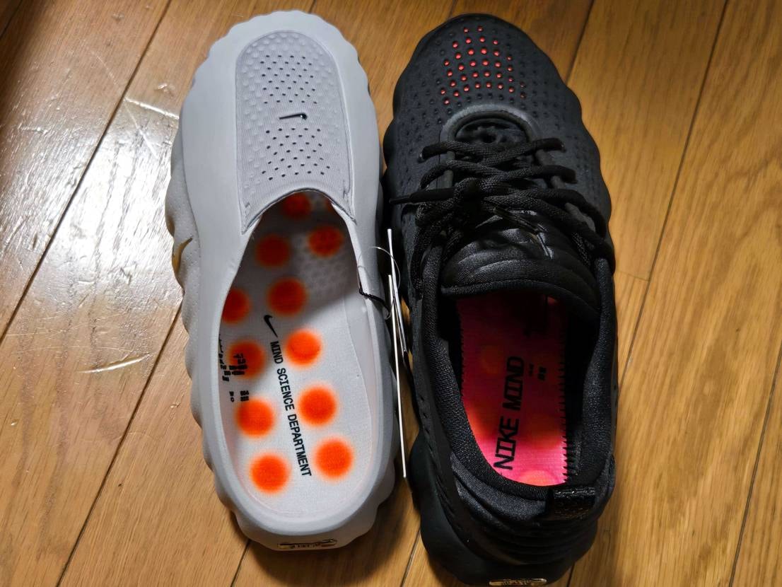 プチプチの梱包材を潰してるような履き心地です笑
001はサイズ上げてもいいかも