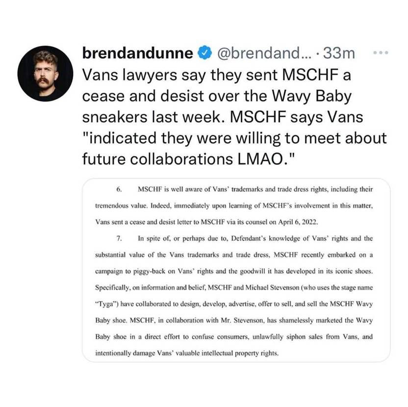 悲報
MSCHF今度はVANSに訴えられた模様👀
