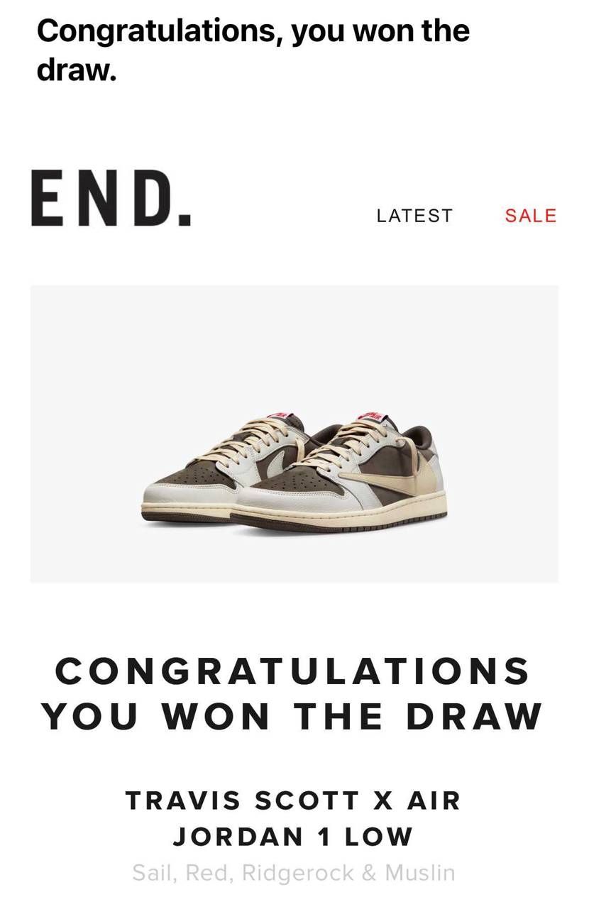 END.当選通知来ました‼️
やっぱりスニーカー買ったおかげかな?