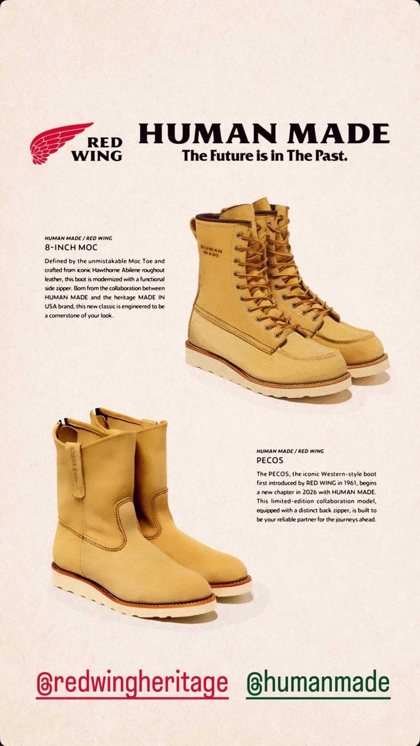 新年明けのHUMANMADEはREDWINGコラボ。

