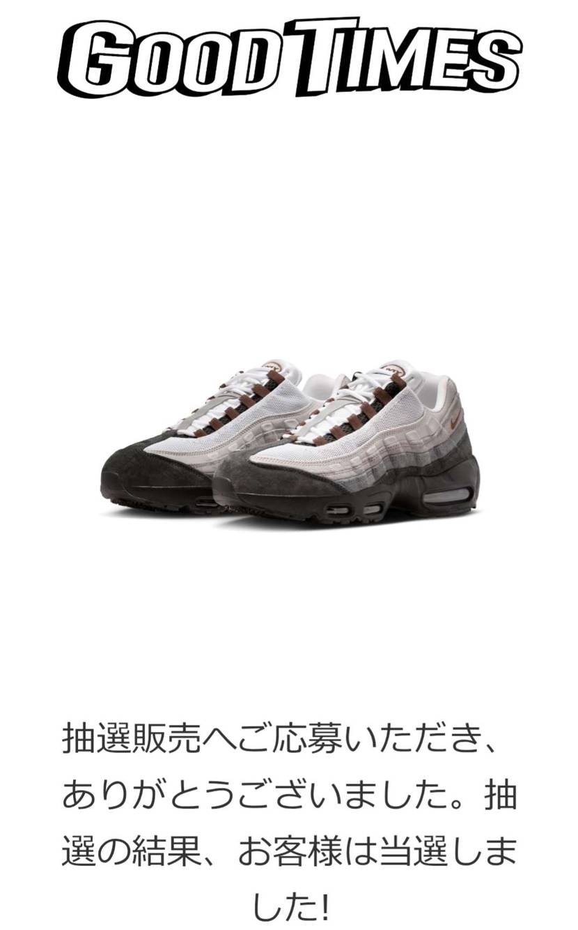 当選しました。初のNIKE SB / SB AIR MAX 95です。
#NI