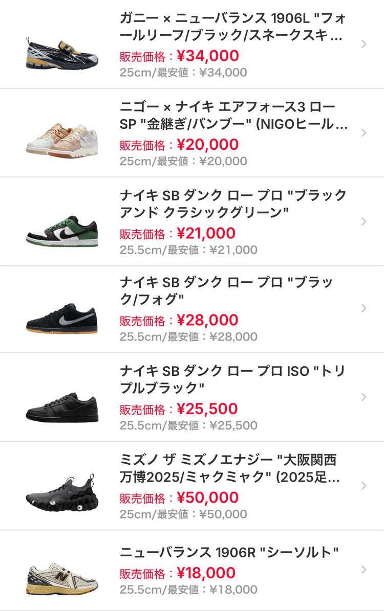 すべて出品サイズの最安値で、国内正規品かつ1次購入品/1日後