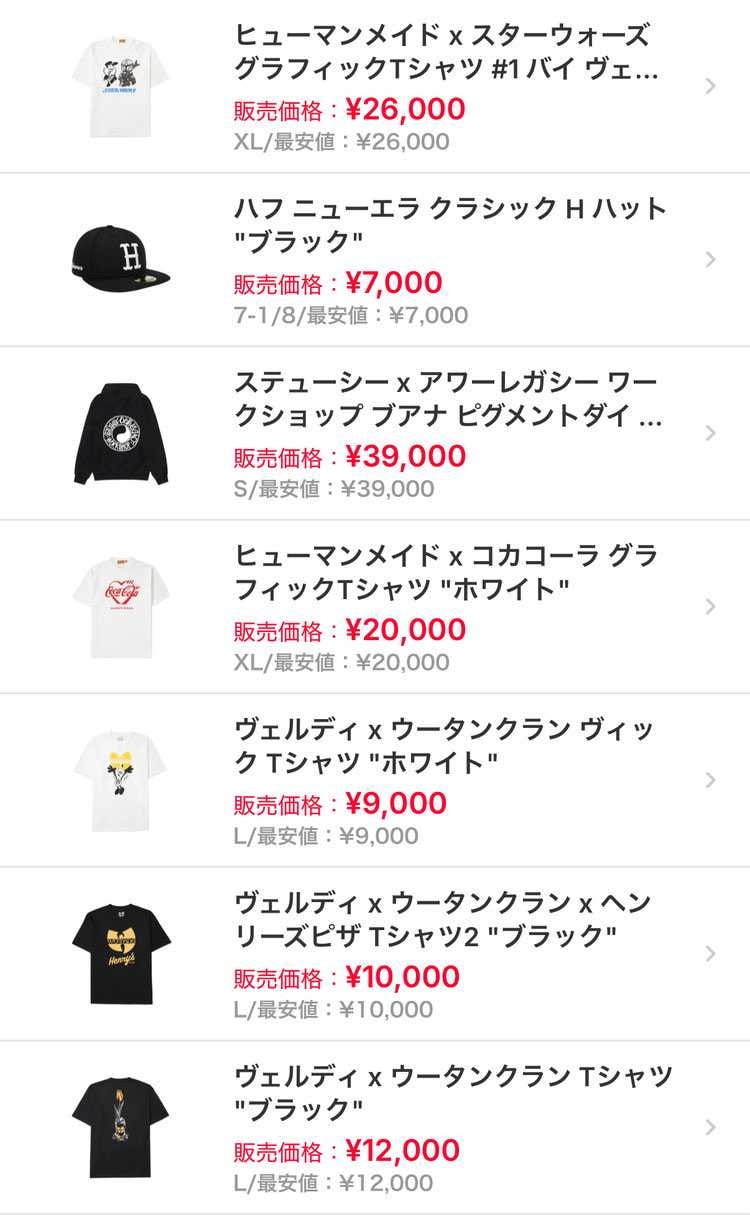 すべて出品サイズの最安値で、国内正規品かつ1次購入品/1日後