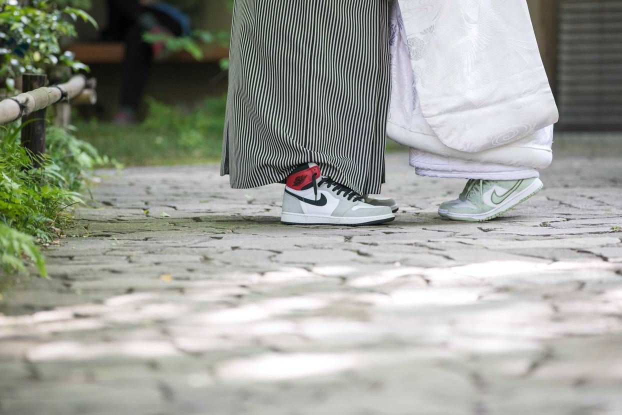 Sneakers with kimono👘👟 #スニーカー#着物#nike