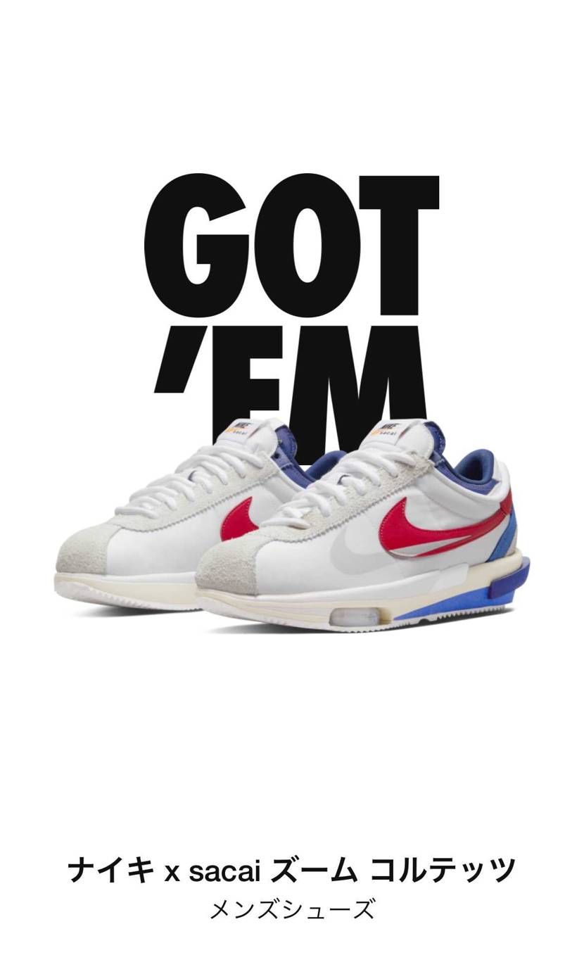 初NIKEがコルテッツ。イェイ。
グレーが良かったけど発売するかわからんし、こ