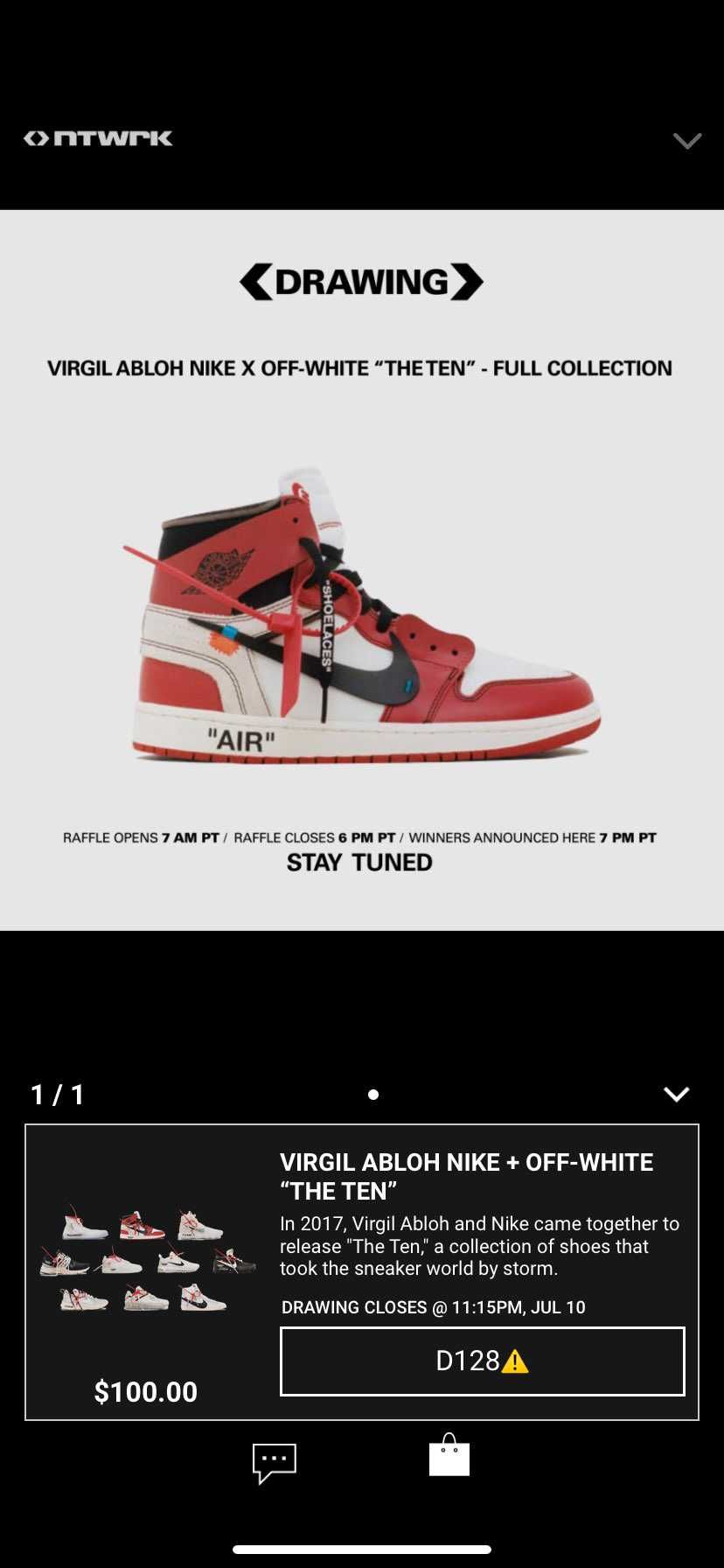 エントリー完了👍

offwhiteのTHE TENがフルセット100ドルで