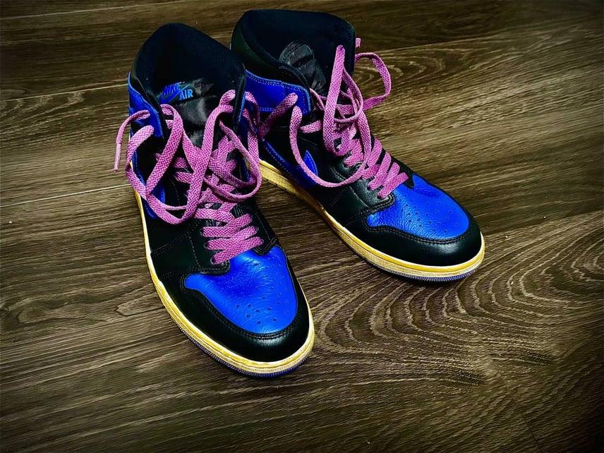 自己満ですがオリジナル風にざっくり仕上げてみました😂#airjordan1